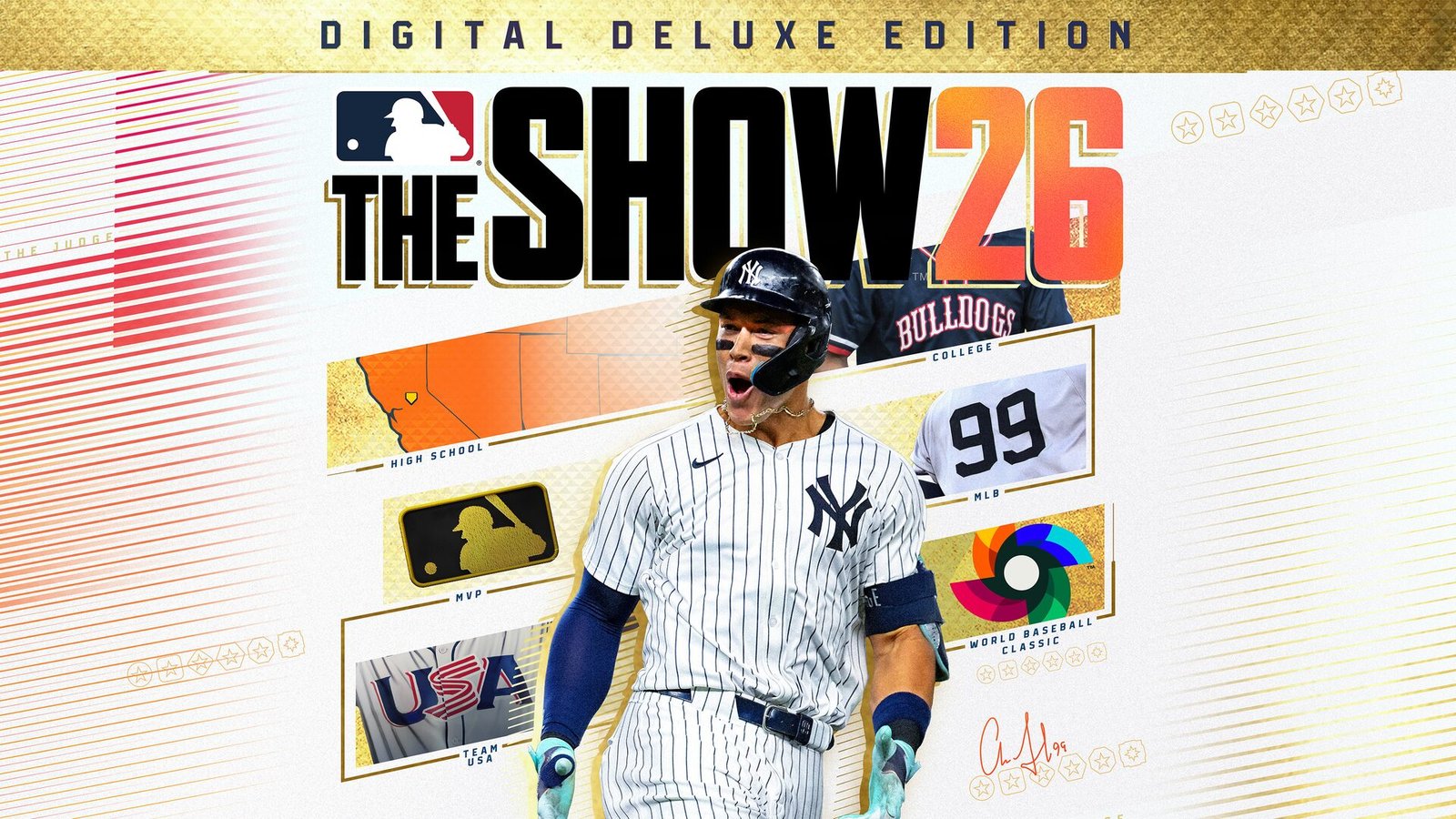 MLB The Show 26 디지털 디럭스 에디션 공식 키아트, 양키스 유니폼을 입은 애런 저지